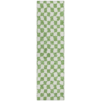 Machine Washable Indoor/Outdoor Chantille Green 2'3" x 7'6" Runner Rug