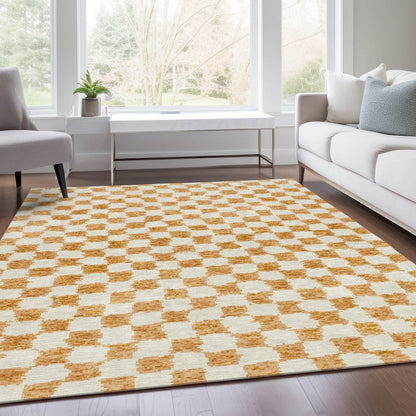 Machine Washable Indoor/Outdoor Chantille Orange 2'6" x 3'10" Rug