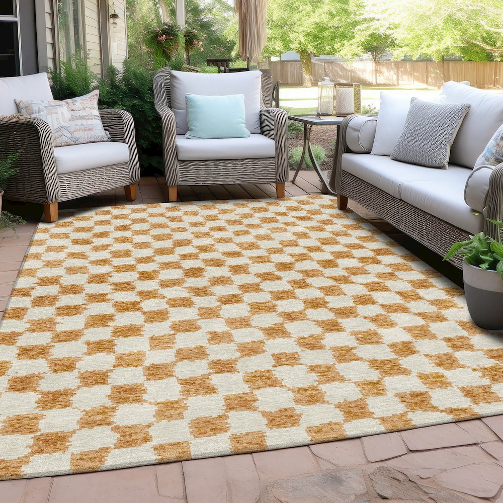 Machine Washable Indoor/Outdoor Chantille Orange 2'6" x 3'10" Rug
