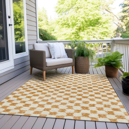 Machine Washable Indoor/Outdoor Chantille Orange 2'6" x 3'10" Rug