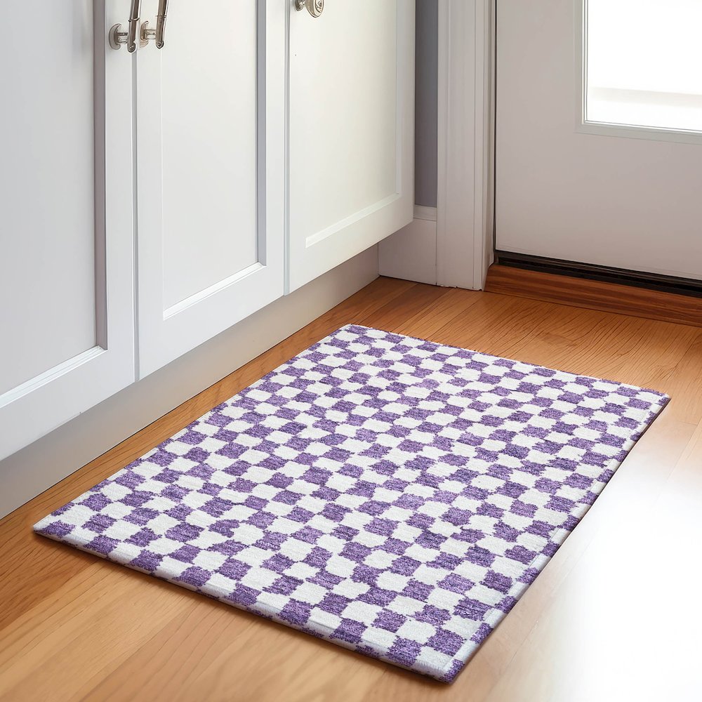 Machine Washable Indoor/Outdoor Chantille Purple 1'8" x 2'6" Rug