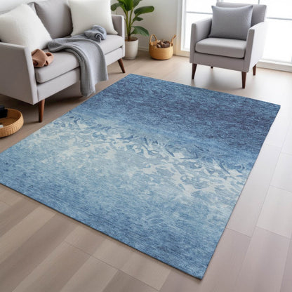 Machine Washable Indoor/Outdoor Chantille Denim 2'6" x 3'10" Rug