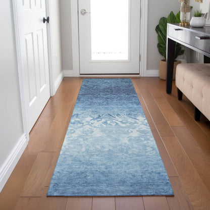 Machine Washable Indoor/Outdoor Chantille Denim 2'3" x 7'6" Runner Rug
