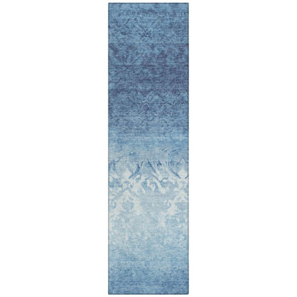 Machine Washable Indoor/Outdoor Chantille Denim 2'3" x 7'6" Runner Rug