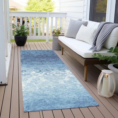 Machine Washable Indoor/Outdoor Chantille Denim 2'3" x 7'6" Runner Rug