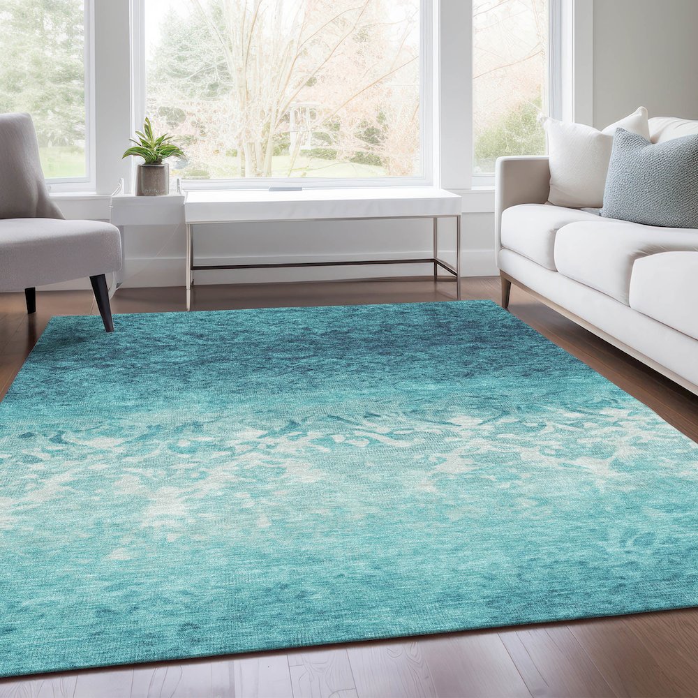 Machine Washable Indoor/Outdoor Chantille Teal 2'6" x 3'10" Rug