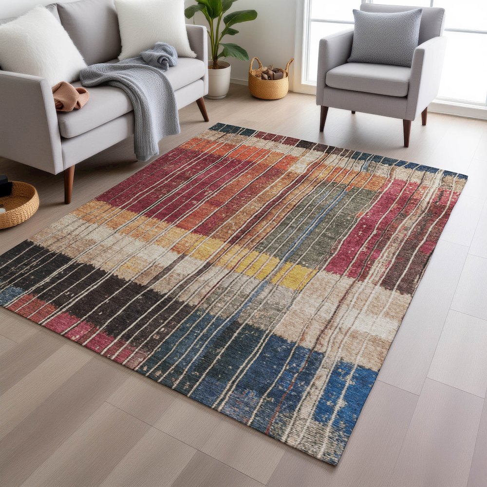 Machine Washable Indoor/Outdoor Chantille Beige 2'6" x 3'10" Rug