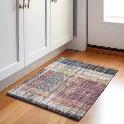 Machine Washable Indoor/Outdoor Chantille Mauve 1'8" x 2'6" Rug