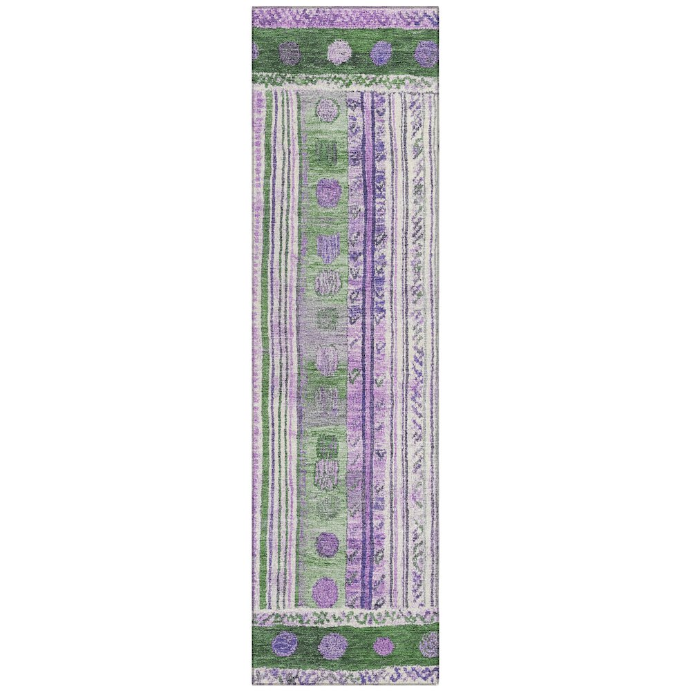 Machine Washable Indoor/Outdoor Chantille Green 2'3" x 7'6" Runner Rug