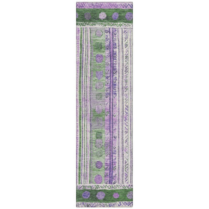 Machine Washable Indoor/Outdoor Chantille Green 2'3" x 7'6" Runner Rug