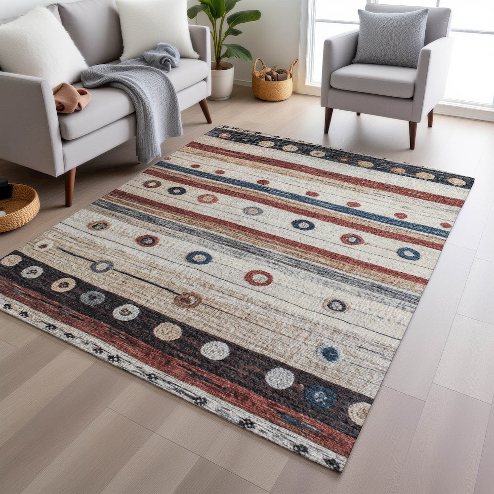 Machine Washable Indoor/Outdoor Chantille Beige 2'6" x 3'10" Rug