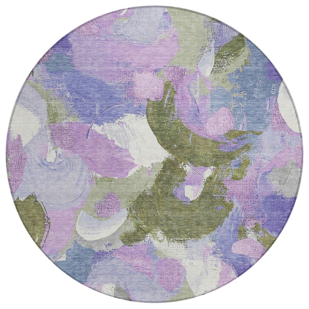 Machine Washable Indoor/Outdoor Chantille Lavender 8' x 8' Round Rug