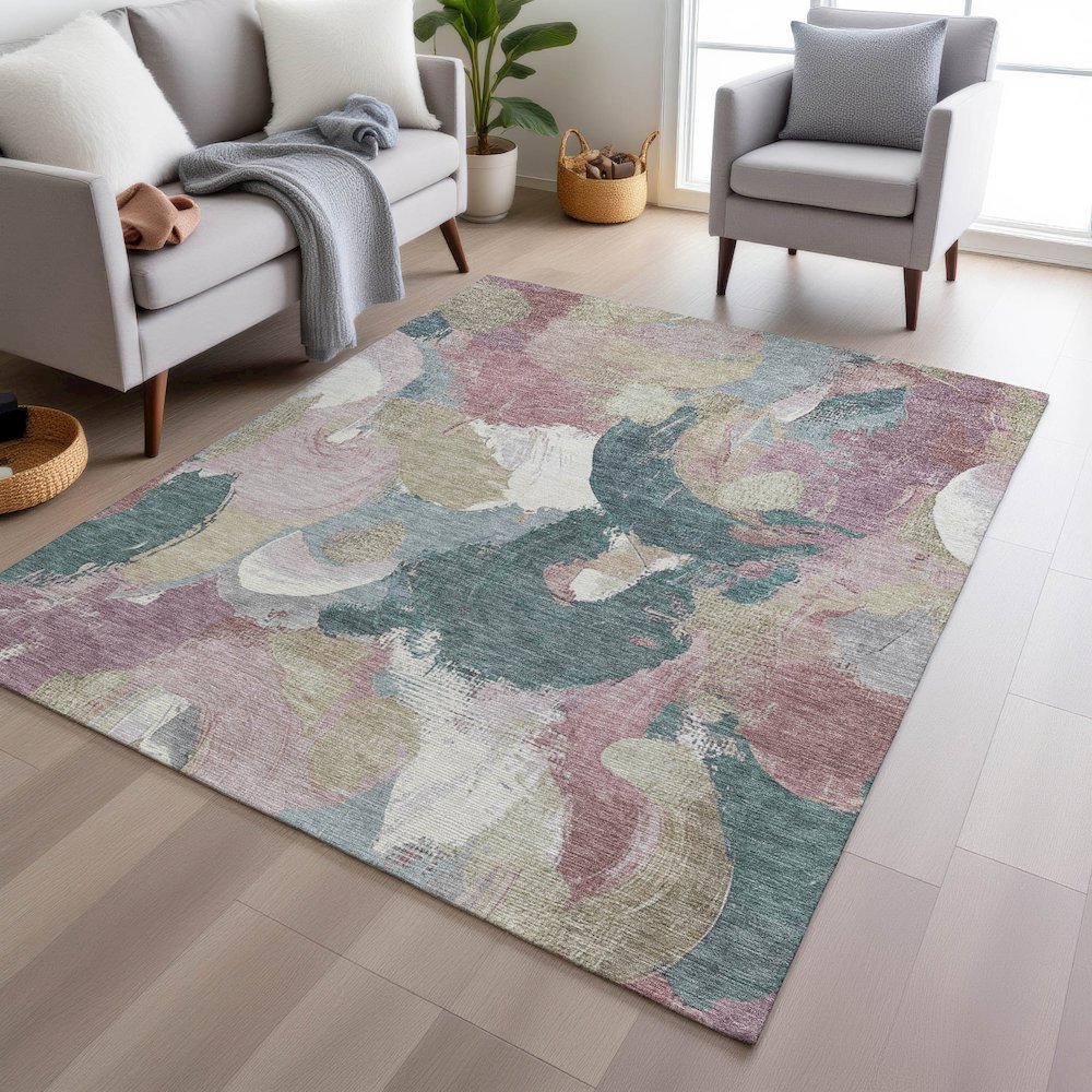 Machine Washable Indoor/Outdoor Chantille Mauve 2'6" x 3'10" Rug
