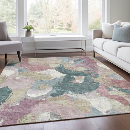 Machine Washable Indoor/Outdoor Chantille Mauve 2'6" x 3'10" Rug