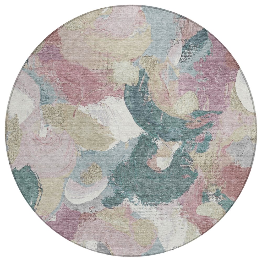 Machine Washable Indoor/Outdoor Chantille Mauve 8' x 8' Round Rug