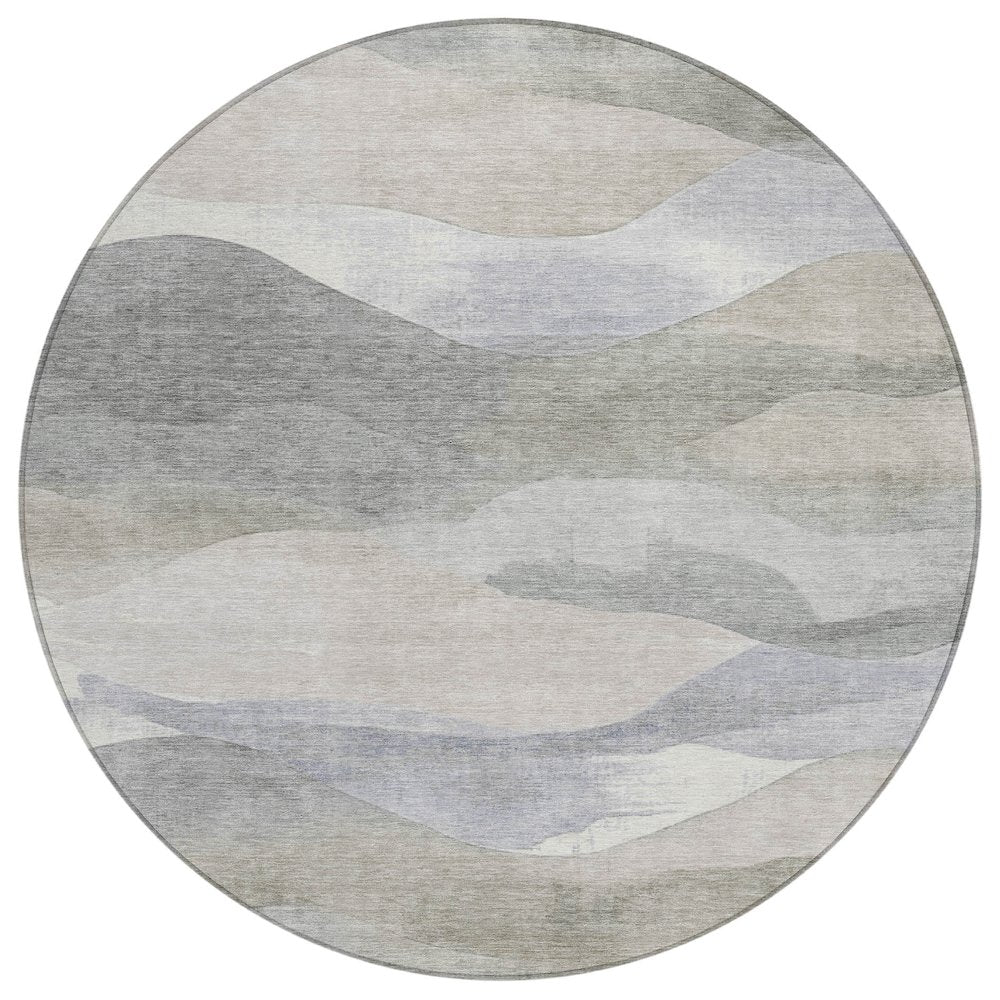 Machine Washable Indoor/Outdoor Chantille Beige 8' x 8' Round Rug