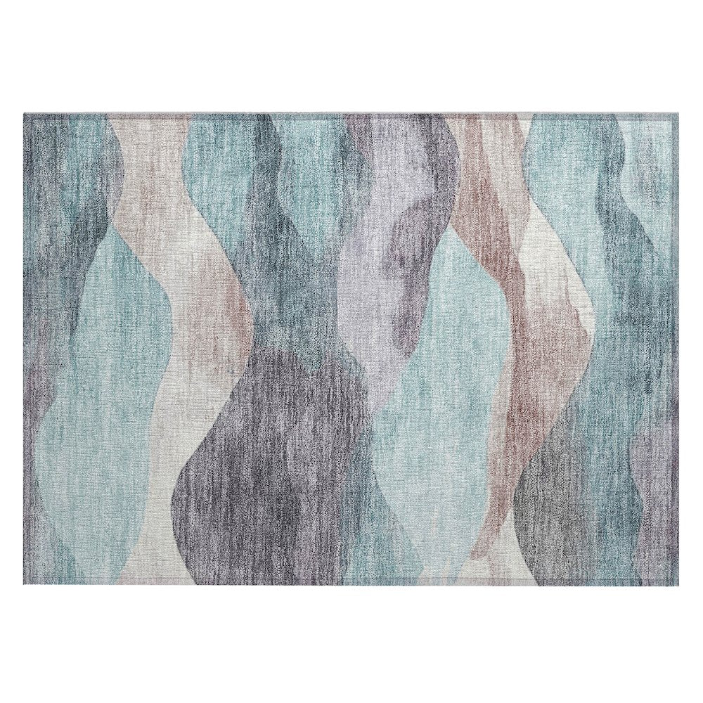 Machine Washable Indoor/Outdoor Chantille Teal 1'8" x 2'6" Rug