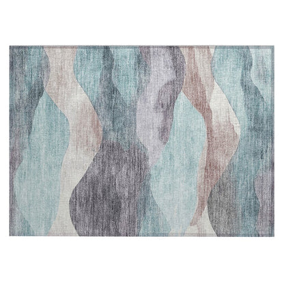 Machine Washable Indoor/Outdoor Chantille Teal 1'8" x 2'6" Rug