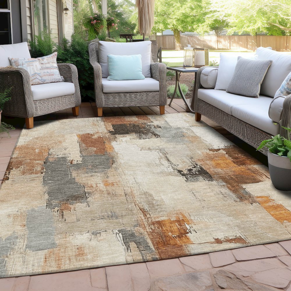 Machine Washable Indoor/Outdoor Chantille Ivory 2'6" x 3'10" Rug