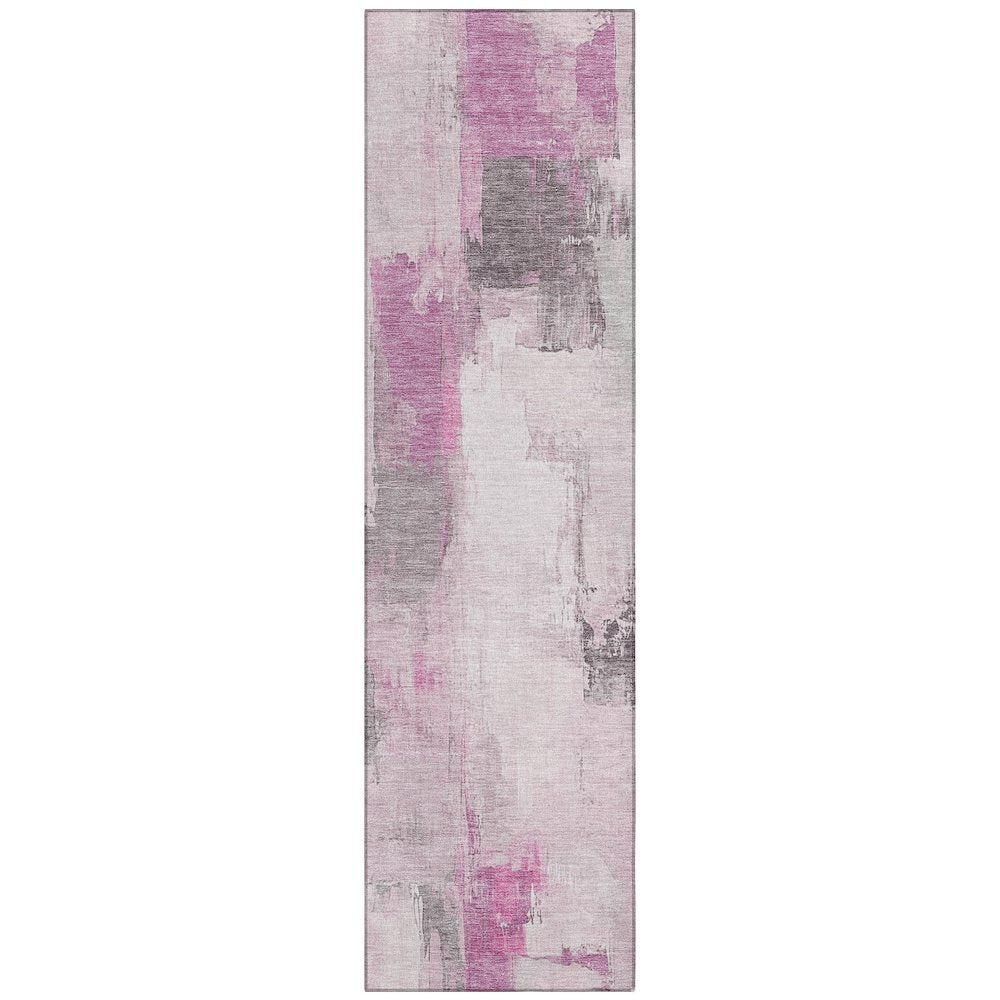 Machine Washable Indoor/Outdoor Chantille Pink 2'3" x 7'6" Runner Rug