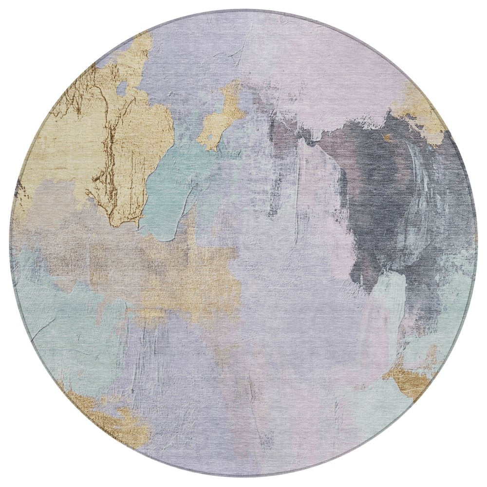 Machine Washable Indoor/Outdoor Chantille Lavender 8' x 8' Round Rug