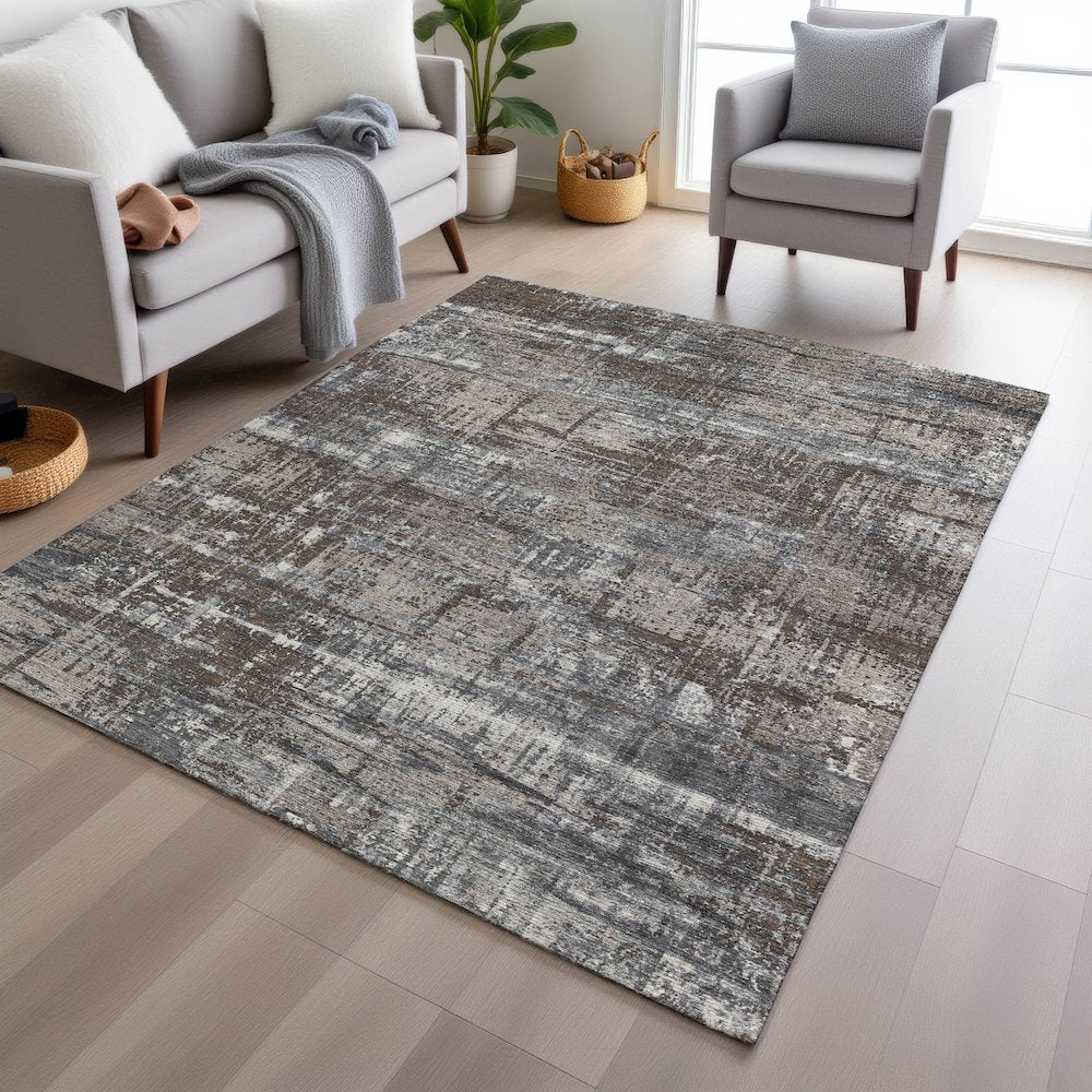Machine Washable Indoor/Outdoor Chantille Brown 2'6" x 3'10" Rug