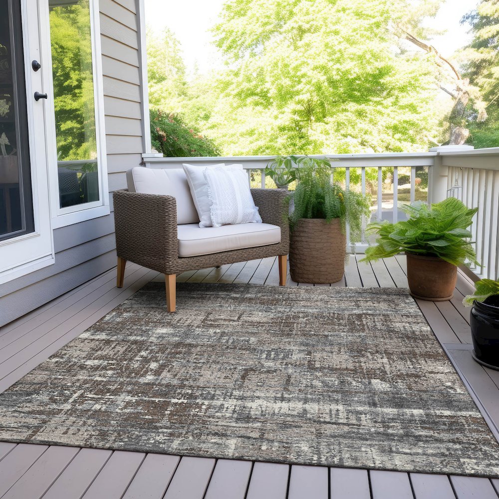Machine Washable Indoor/Outdoor Chantille Brown 2'6" x 3'10" Rug