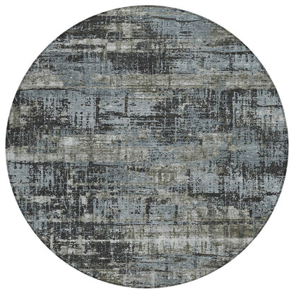 Machine Washable Indoor/Outdoor Chantille Charcoal 8' x 8' Round Rug