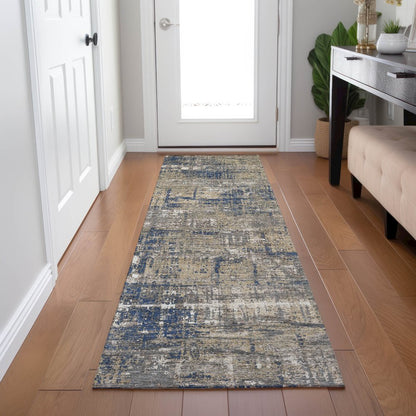 Machine Washable Indoor/Outdoor Chantille Navy 2'3" x 7'6" Runner Rug