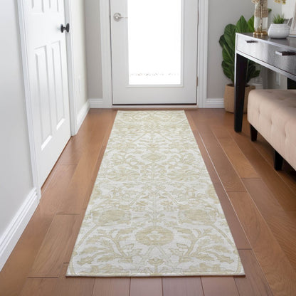 Machine Washable Indoor/Outdoor Chantille Ivory 2'3" x 7'6" Runner Rug