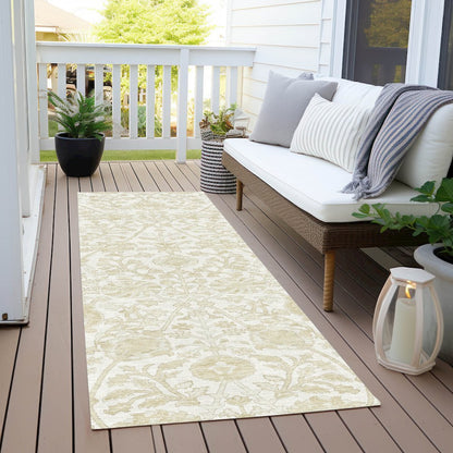 Machine Washable Indoor/Outdoor Chantille Ivory 2'3" x 7'6" Runner Rug
