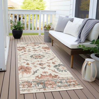 Machine Washable Indoor/Outdoor Chantille Linen 2'3" x 7'6" Runner Rug