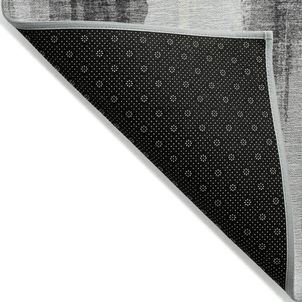 Machine Washable Indoor/Outdoor Chantille Black 1'8" x 2'6" Rug