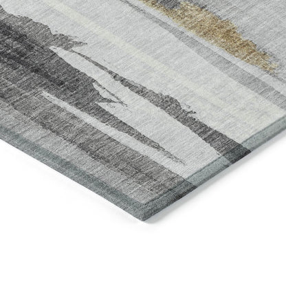 Machine Washable Indoor/Outdoor Chantille Black 1'8" x 2'6" Rug