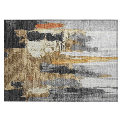 Machine Washable Indoor/Outdoor Chantille Black 1'8" x 2'6" Rug