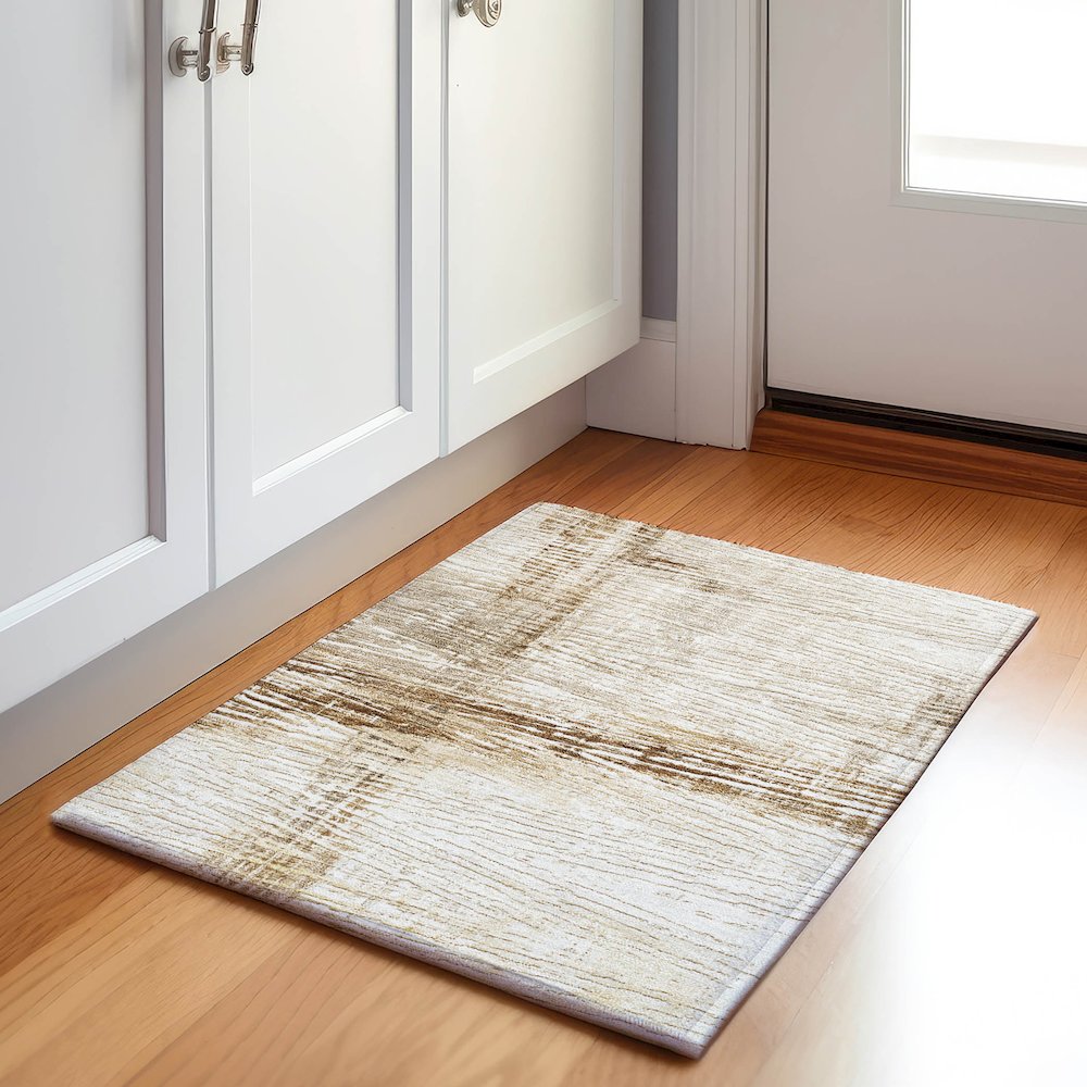 Machine Washable Indoor/Outdoor Chantille Ivory 1'8" x 2'6" Rug