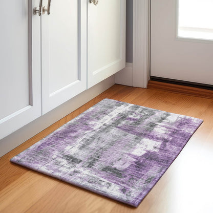 Machine Washable Indoor/Outdoor Chantille Purple 1'8" x 2'6" Rug