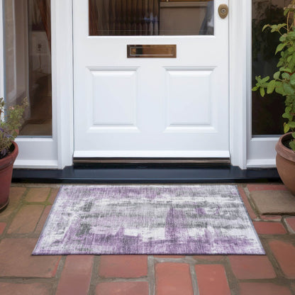 Machine Washable Indoor/Outdoor Chantille Purple 1'8" x 2'6" Rug