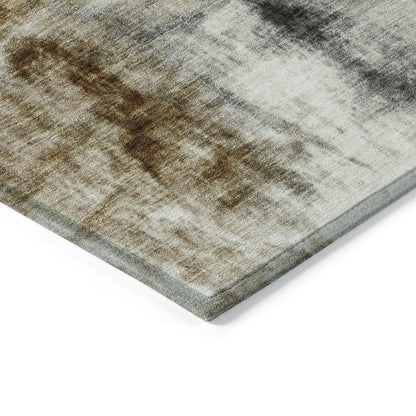 Machine Washable Indoor/Outdoor Chantille Taupe 1'8" x 2'6" Rug