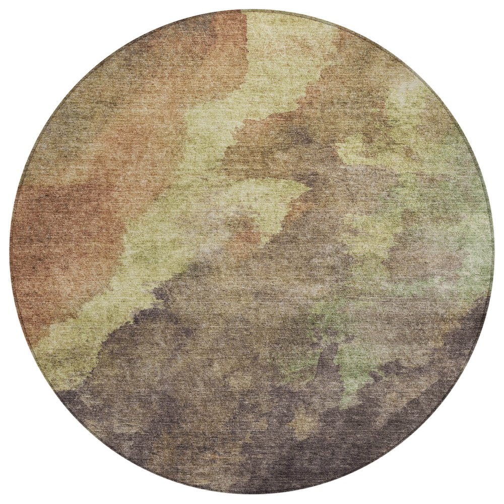 Machine Washable Indoor/Outdoor Chantille Mocha 8' x 8' Round Rug