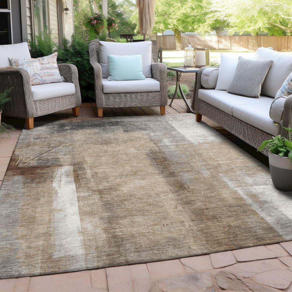 Machine Washable Indoor/Outdoor Chantille Beige 2'6" x 3'10" Rug