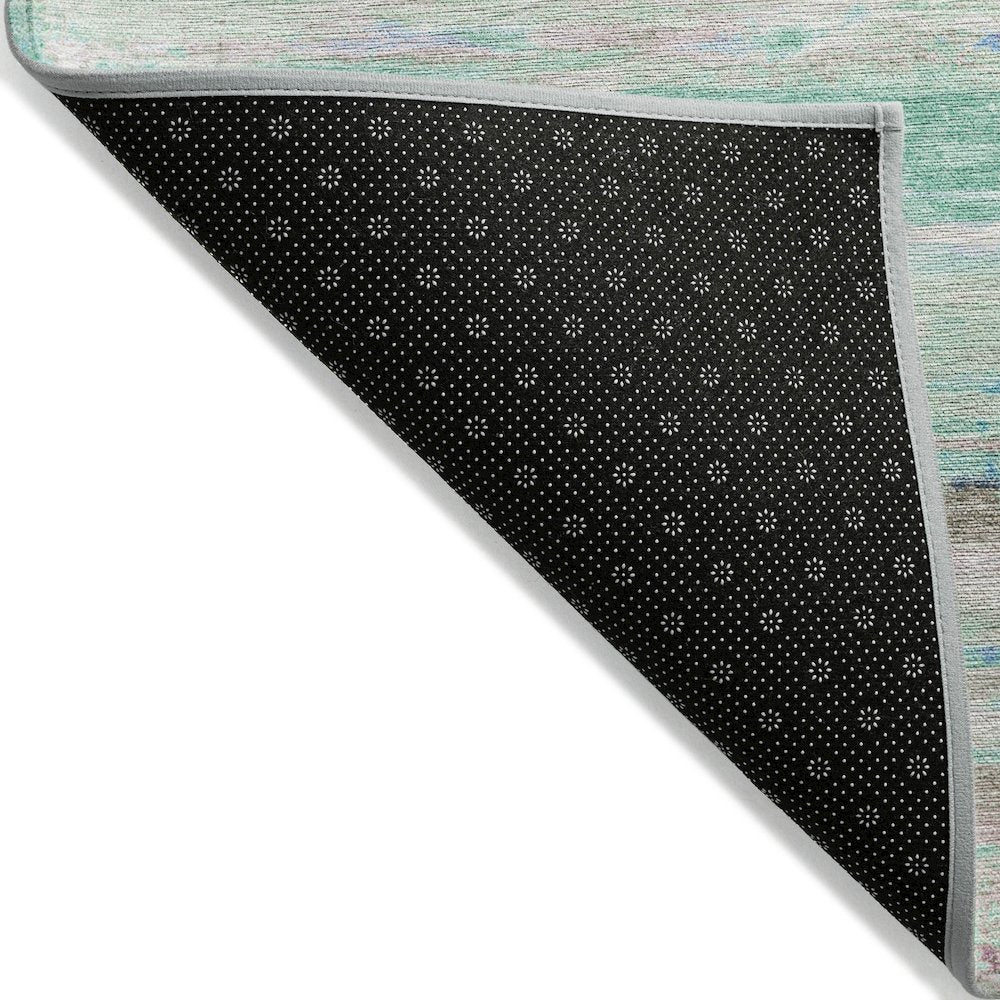 Machine Washable Indoor/Outdoor Chantille Teal 1'8" x 2'6" Rug