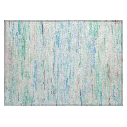Machine Washable Indoor/Outdoor Chantille Teal 1'8" x 2'6" Rug