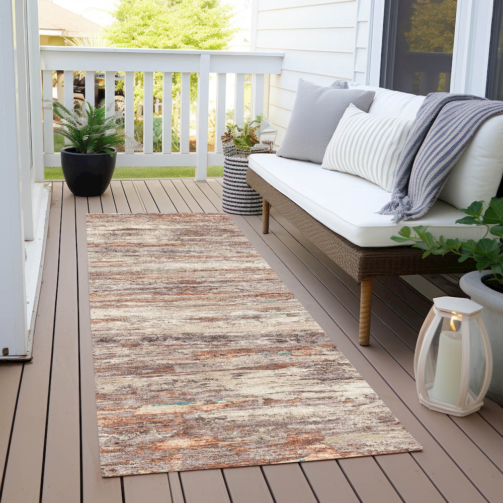 Machine Washable Indoor/Outdoor Chantille Terracotta 2'3" x 7'6" Runner Rug