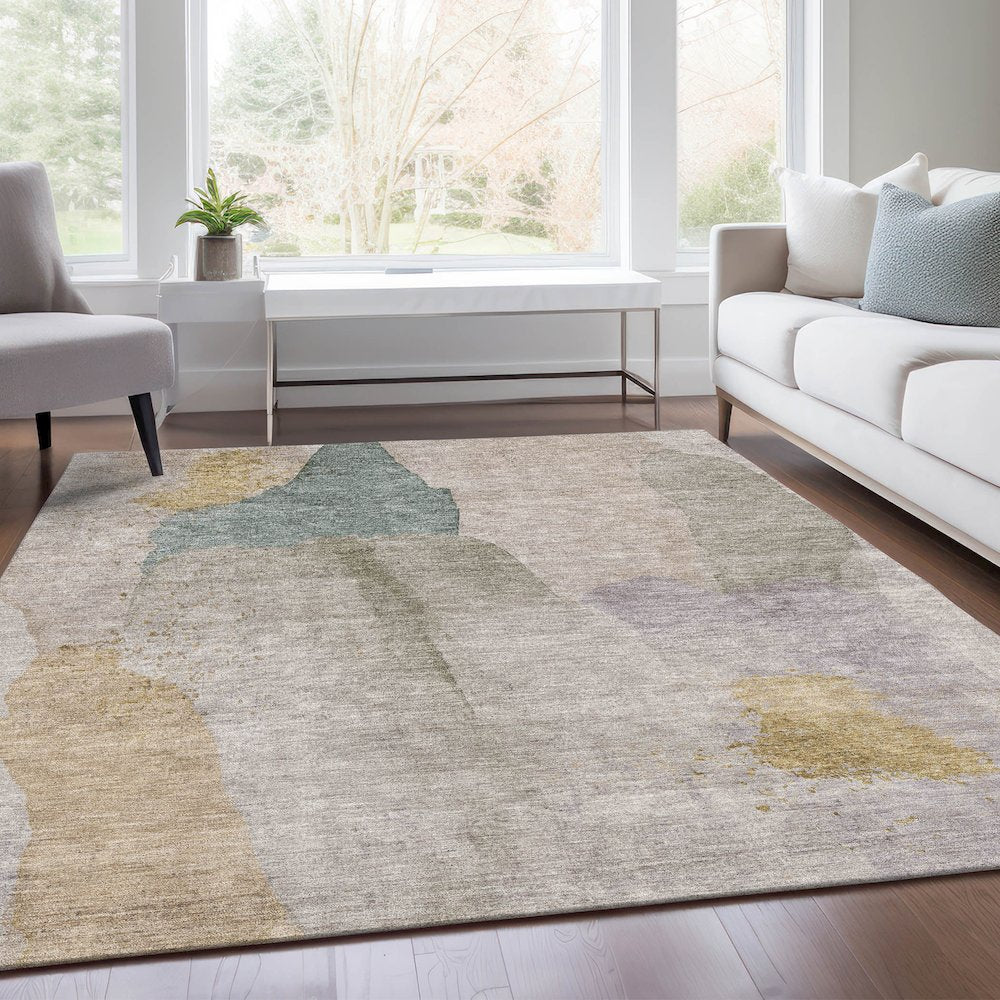 Machine Washable Indoor/Outdoor Chantille Beige 2'6" x 3'10" Rug
