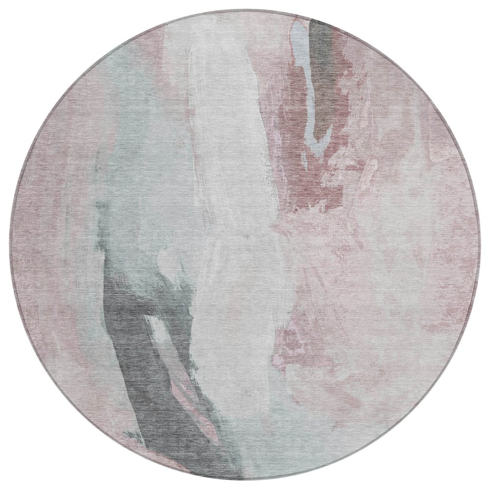 Machine Washable Indoor/Outdoor Chantille Blush 8' x 8' Round Rug