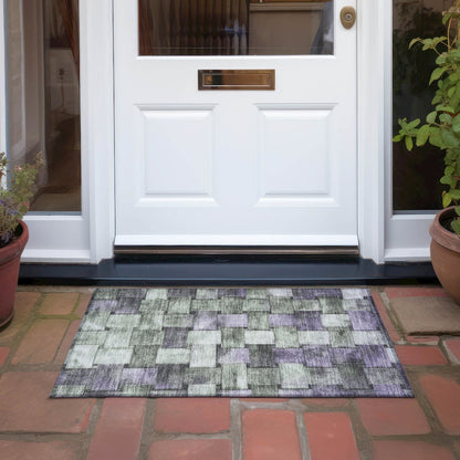 Machine Washable Indoor/Outdoor Chantille Sage 1'8" x 2'6" Rug