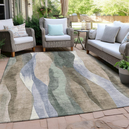 Machine Washable Indoor/Outdoor Chantille Beige 2'6" x 3'10" Rug