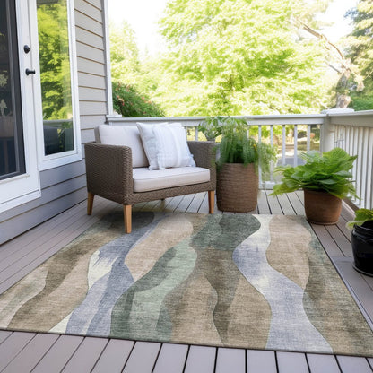 Machine Washable Indoor/Outdoor Chantille Beige 2'6" x 3'10" Rug