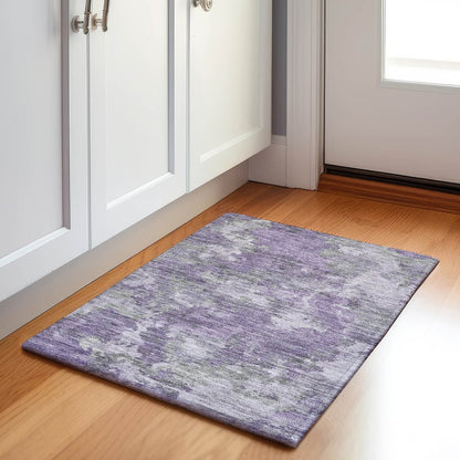 Machine Washable Indoor/Outdoor Chantille Purple 1'8" x 2'6" Rug